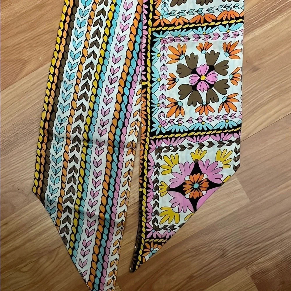 Floral and Geometric Patterned Scarf Head or Neck